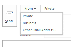 Account selection in Outlook.