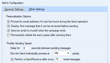 Some of the options in Send Individually by Sperry Software.