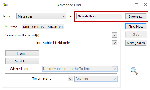 Via Instant Search and Advanced Find, it is possible to locate a folder.