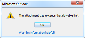 The attachment size exceeds the allowable limit.