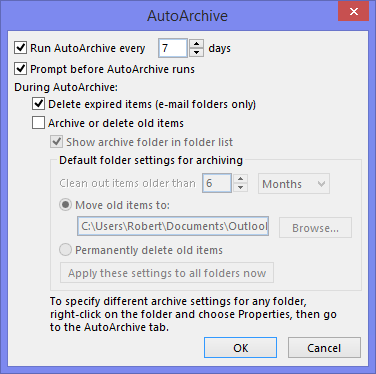 AutoArchive - Delete expired items (e-mail folders only)