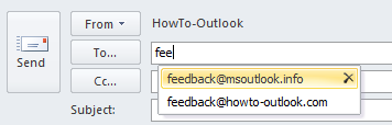 Auto-Complete feature in Outlook 2010.