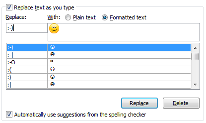Via AutoCorrect you can replace Outlook's dull emoticons will colorful new ones and add new ones of your own as well.