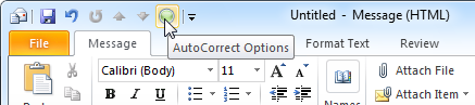 Adding the AutoCorrect Options button to the QAT can significantly speed up the configuration of custom emoticons.