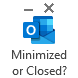 Outlook; Minimize or Close? button