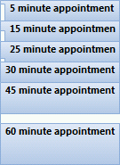 Square blocks in front of appointments in Outlook 2010.