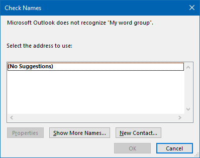 By canceling the Check Names dialog, you can create a rule that looks for specific words in the display name of the sender instead of only the address.