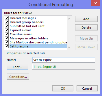 Conditional Formatting - Set to expire