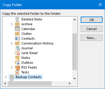 Copy to Folder dialog box