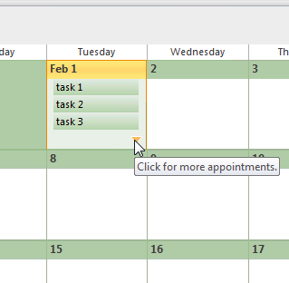 Click on the down arrow to expand the monthly view and show all tasks. (click on image for a full screen view)