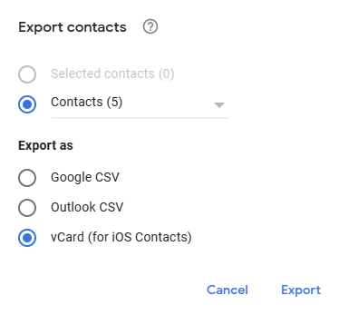 Gmail - Export Contacts - vCard format (for importing iOS Contacts)