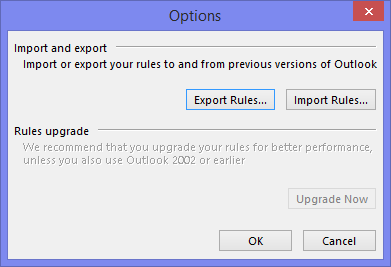 Import/Export message rules