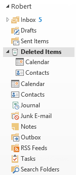 Folder List Navigation - Deleted Calendar and Contacts folders are being shown