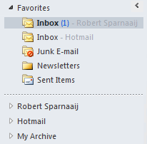 Keep your mailboxes collapsed by adding its Inbox to the Favorites list.