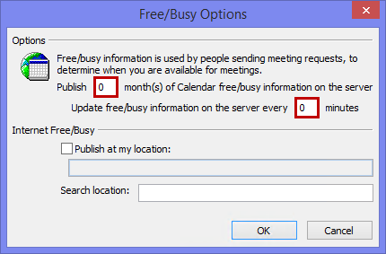 Disable Free/Busy Publishing to prevent legacy clients from looking up your availability.