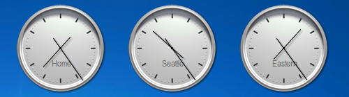 Multiple Windows Gadget Clocks with each another time zone.