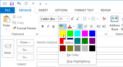 Select a text highlight color
