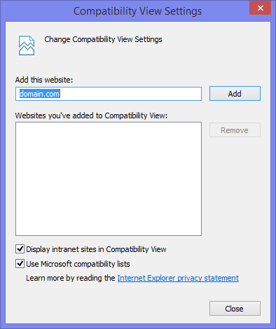Add domain hosting OWA to your Compaibility View list in Internet Explorer 11.
