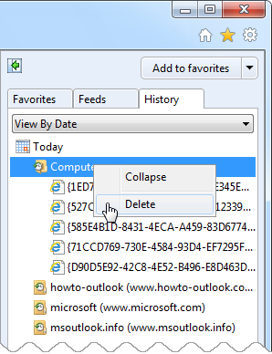Sorting your Internet Explorer History as "View by Date" groups OSC entries together and can be easily removed if needed.