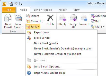 With the Junk E-mail Reporting Tool in Outlook you can report a message with 1 click.
