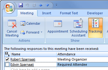 Outlook 2007 - Send or don't send meeting request to this attendeed.