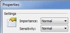 Importance and Sensitivity settings for a message in Outlook 2010.