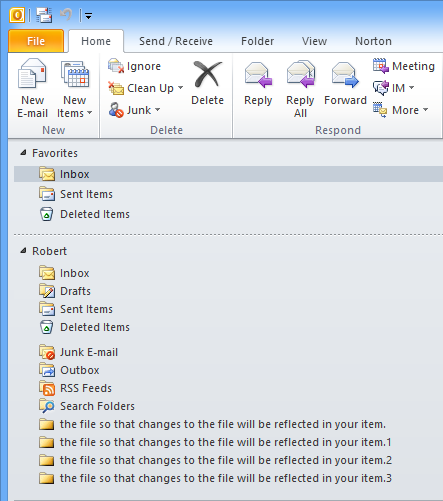 the file so that changes to the file will be reflected in your item. - Norton AntiSpam Outlook Plugin