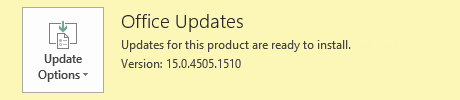 Office 365 - Updates for this product are ready to install.