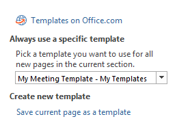 Create and/or set the default template for a section.