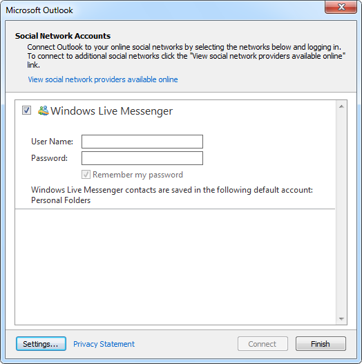 Windows Live Messenger provider for the Outlook Social Connector (OSC)