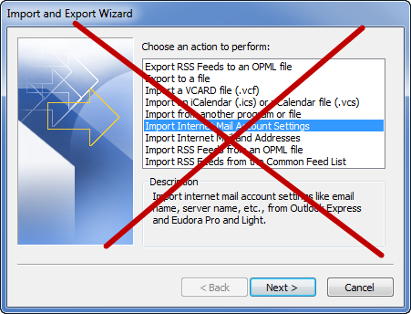 Don't use the Import feature of Outlook to import from OE, WM or WLM.