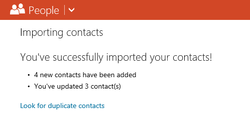 Outlook.com - People - You've successfully imported your contacts! Look for duplicate contacts