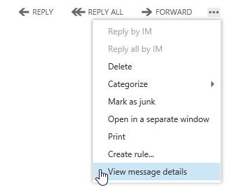 View Message Details command in OWA 2013.