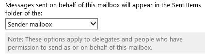 You can set where Sent Items when sending as a delegate should be stored in OWA (click on image to see the full options dialog).