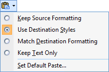 Pasting Options icon in Outlook 2007.