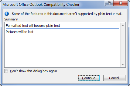 Compatibility Checker dialog