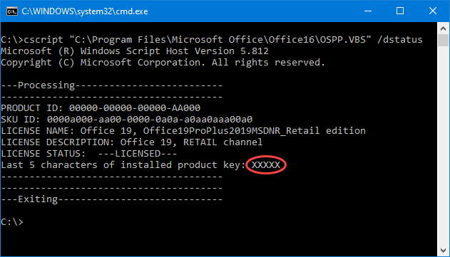 Use OSPP.VBS to reveal your Office 2010 or Office 2013 Product Key