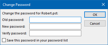 Password protect a pst-file