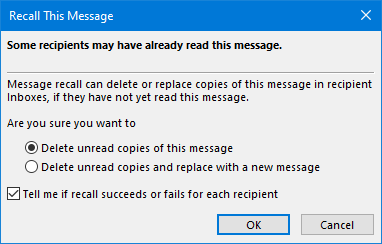 Recall This Message dialog box.