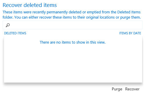 Recover Deleted Items Search dialog - OWA Exchange 2013