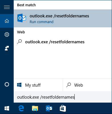Start Outlook with the /resetfoldernames switch to have the folders match the language of Outlook.