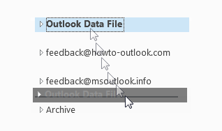 In Outlook 2010, Outlook 2013 and Outlook 2016, you can use the drag & drop method to resort the order of your pst-files and mailboxes.