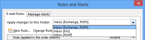 Rules and Alerts - Apply changes to the folder