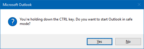 You're holding down the CTRL key. Do you want to start Outlook in safe mode?