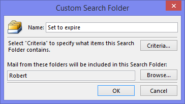 Custom Search Folder - Set to expire