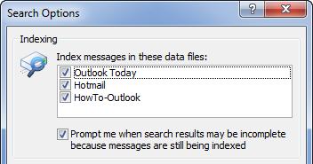 Search Options in Outlook 2007