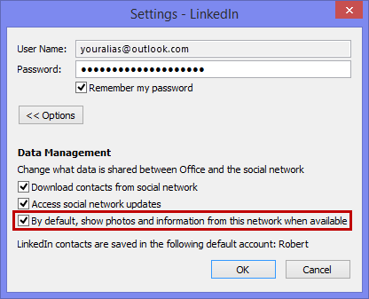 Social Connector Provider setting LinkedIn - By default, show photos and information from this network when available