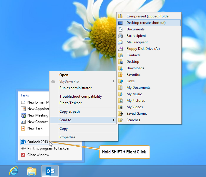 Creating an Outlook Desktop shortcut in Windows 8 or ...