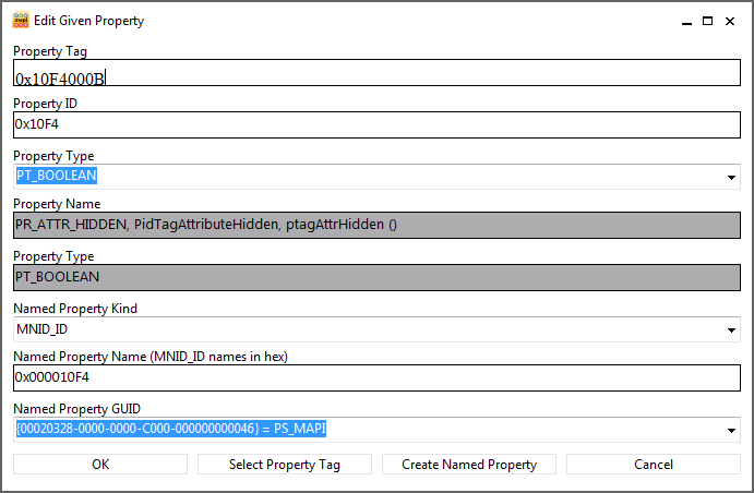 Add the PR_ATTR_HIDDEN property to a folder to hide it (click on image to enlarge).