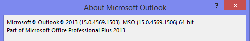 About Microsoft Outlook - Service Pack 1 MSO version number